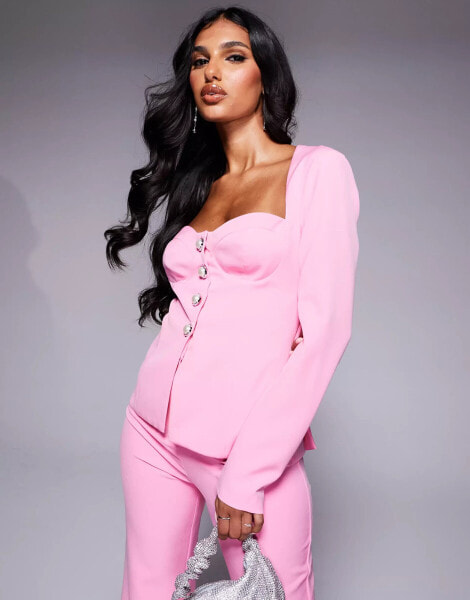 ASOS LUXE co-ord sweetheart tailored blazer with bow back in pink