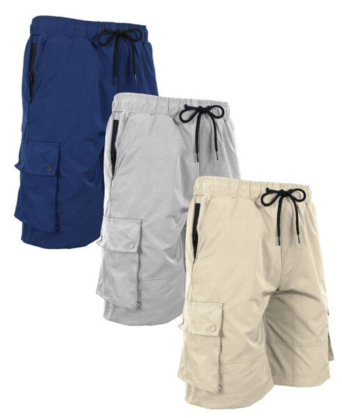 Men's Moisture Wicking Performance Quick Dry Cargo Shorts-3 Pack