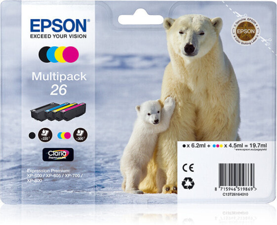 Epson Polar bear Multipack 4-colours 26 Claria Premium Ink - 6.2 ml - 4.5 ml - 1 pc(s) - Multi pack