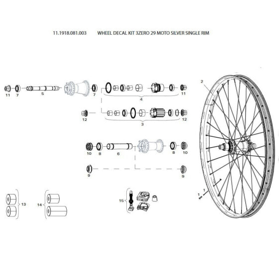 SRAM Wheel Decal Kit 3Zero 29 Moto Silver Single Rim Sticker