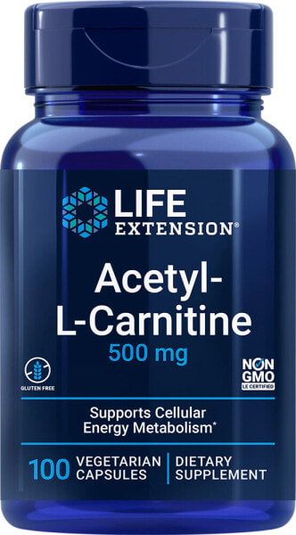 Life Extension Acetyl-L-Carnitine Ацетил-L-карнитин 500 мг 100 вегетарианских капсулы