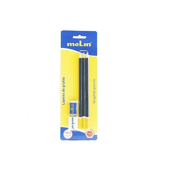 MOLIN Blister 3 Pencils Hb Rubber Pencil Sharpener