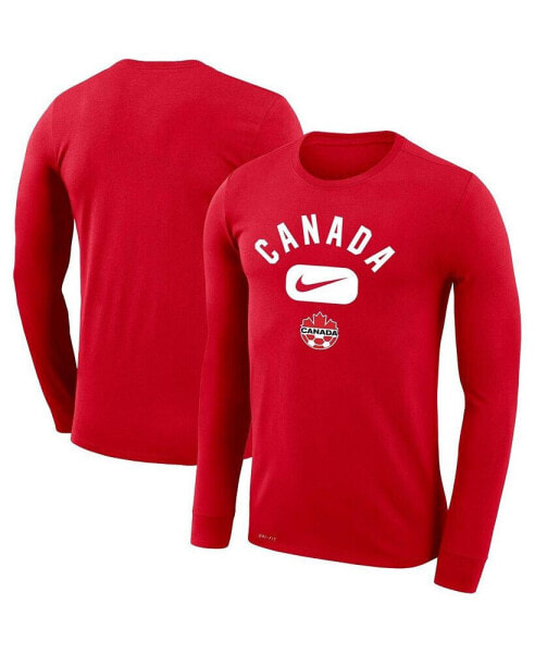 Men's Red Canada Soccer Lockup Legend Performance Long Sleeve T-shirt