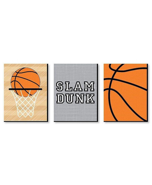 Nothin' but Net - Basketball - Sports Wall Art Decor - 7.5 x 10 inches 3 Prints