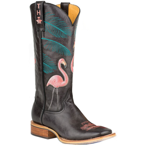 Tin Haul Flamingo Square Toe Cowboy Womens Black Casual Boots 14-021-0007-1214