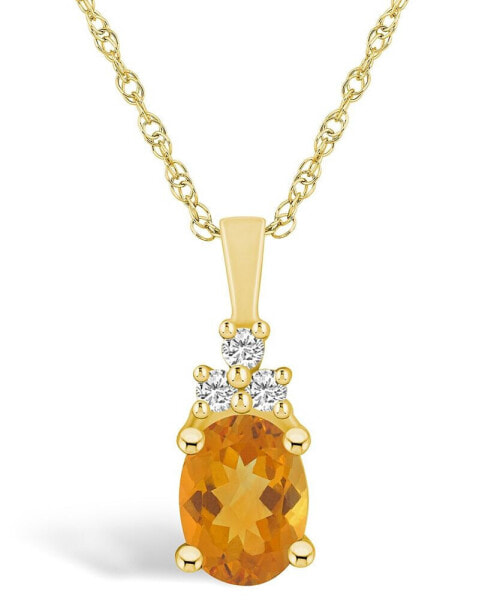 Macy's citrine (1-1/5 Ct. T.W.) and Diamond (1/10 Ct. T.W.) Pendant Necklace in 14K Yellow Gold