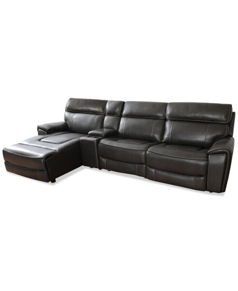 Hutchenson 127.5" 4-Pc. Zero Gravity Leather Sectional with 2 Power Recliners, Chaise and Console, Created for Macy's