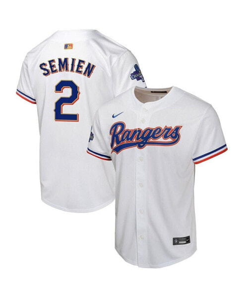 Big Boys and Girls Marcus Semien White Texas Rangers 2024 Gold Collection Limited Player Jersey