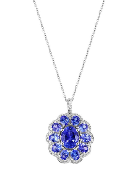 EFFY® Tanzanite (5-7/8 ct. t.w.) & Diamond (1/3 ct. t.w.) Flower 18" Pendant Necklace in 14k White Gold