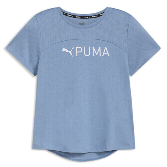 Футболка Puma Fit Logo Ultrabreathe с круглым вырезом и коротким рукавом для спортивных женщин синего цвета