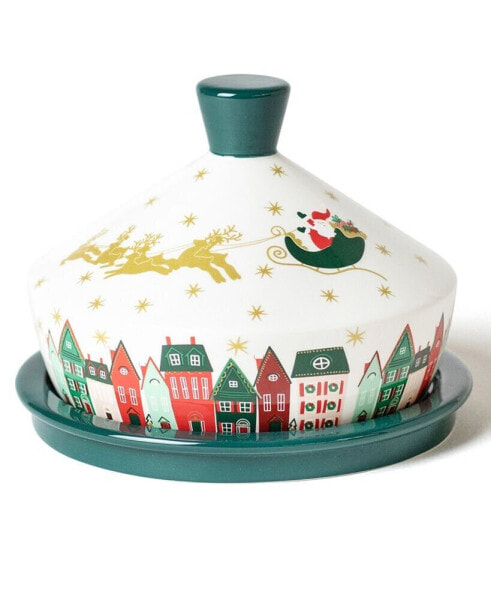 Christmas In The Village Round Butter Dish