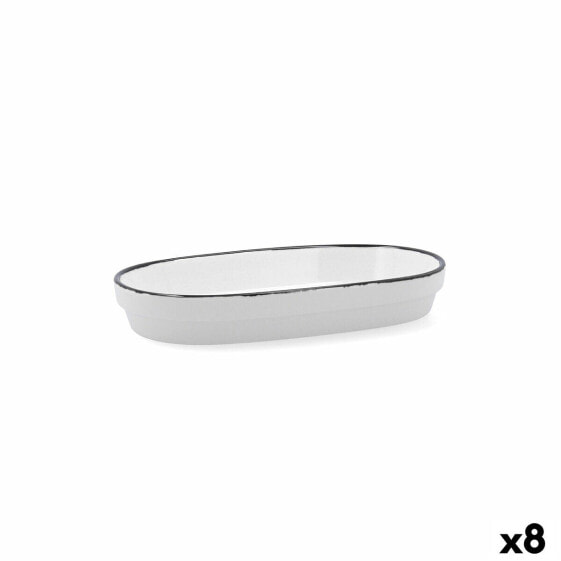 поднос для закусок Ariane Vital Filo Белый Чёрный Керамика Глинозем 17,3 x 2,6 x 10 cm (8 штук)