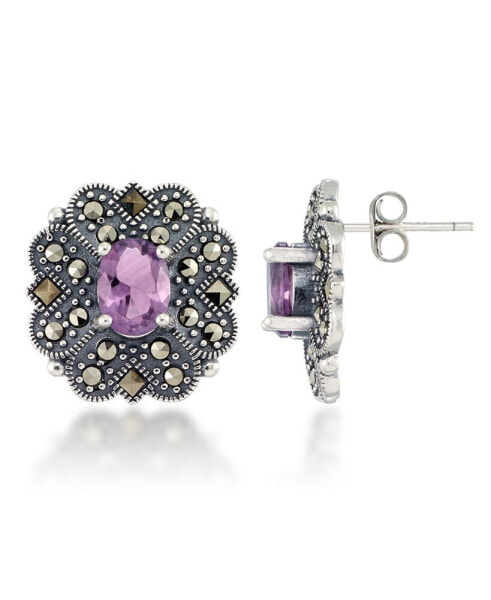 Серьги Macys Maracasite & Amethyst Flower