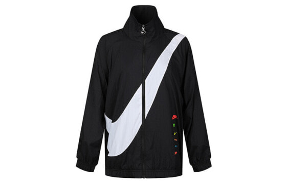 Nike Sportswear Swoosh 梭织运动长袖外套 春季 女款 黑色 / Куртка Nike Sportswear Swoosh DA0981-010