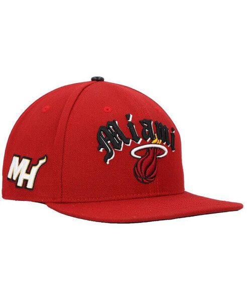 Men's Red Miami Heat Old English Snapback Hat