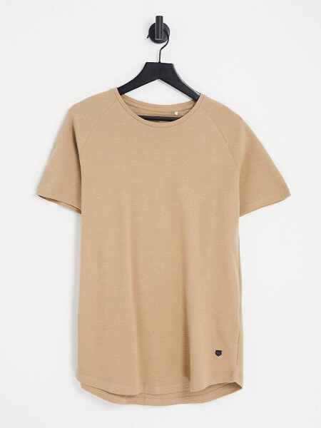 Jack & Jones Essentials co-ord longline t-shirt with curved hem in beige