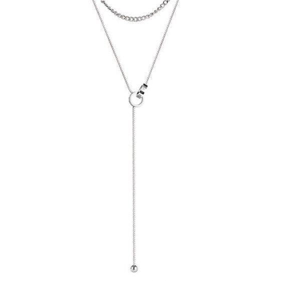 Stylish steel double necklace
