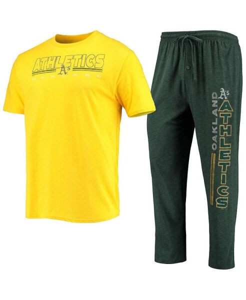 Men's Green, Gold Oakland Athletics Meter T-shirt and Pants Sleep Set