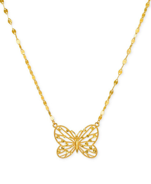 Butterfly Openwork 18" Pendant Necklace in 10k Gold