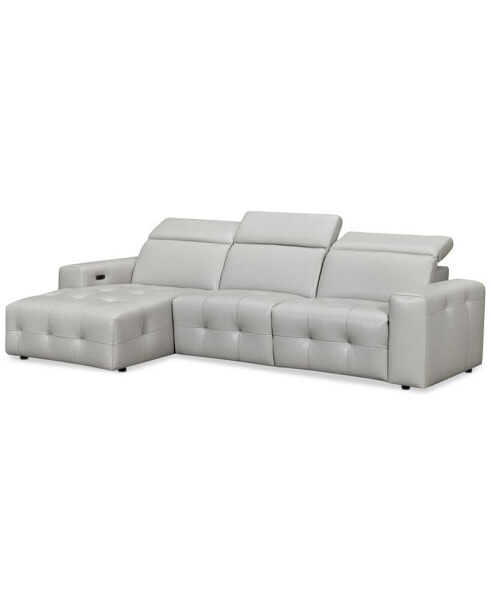 CLOSEOUT! Haigan 3-Pc. Leather Chaise Sectional Sofa with 1 Power Recliner, Created for Macy's