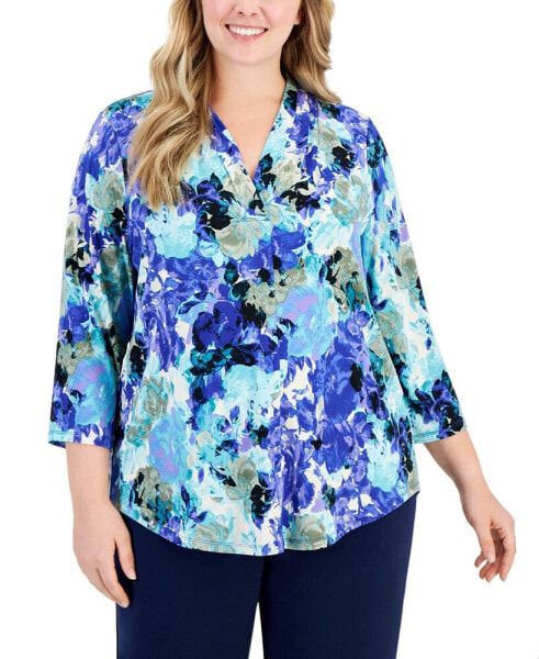 Plus Size Floral-Print Top, Created for Macy's