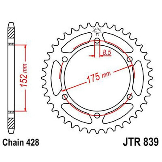 JT SPROCKETS 428 JTR839.51 Steel Rear Sprocket