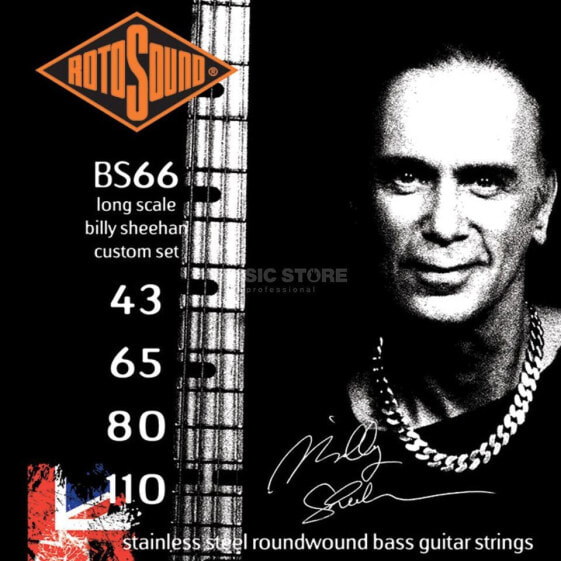 Rotosound Bass Strings BS66 43-110 4 Set Billy Sheehan, Stainless Steel