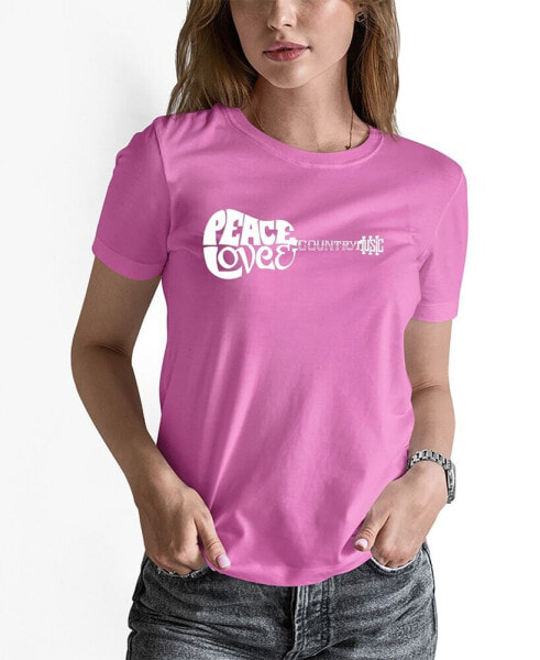 Women's Word Art Peace Love Country Short Sleeve T-shirt