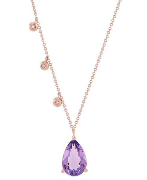 Macy's amethyst (2-1/2 ct. t.w.) & Diamond Accent Pendant Necklace in 18k Rose Gold-Plated Sterling Silver, 16" + 2" extender