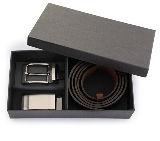 Gift set belt 48 35-020-22 and 4PS brown