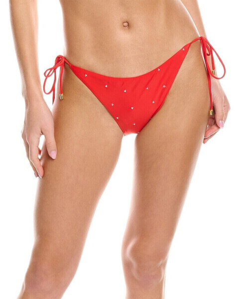 Pq Swim Embroidered Tie Teeny Bikini Bottom Women's Red L