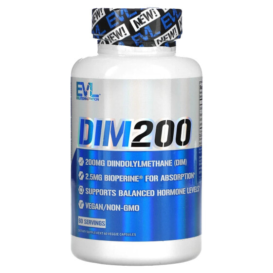 Витамины Evlution Nutrition DIM 200, 200 мг, 60 вегетарианских капсул