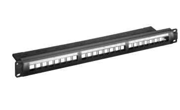 Wentronic 19" (48.3 cm) Keystone Blank Patch Panel Empty Case (1 U) - RJ-45 - Black - Rack mounting - 1U