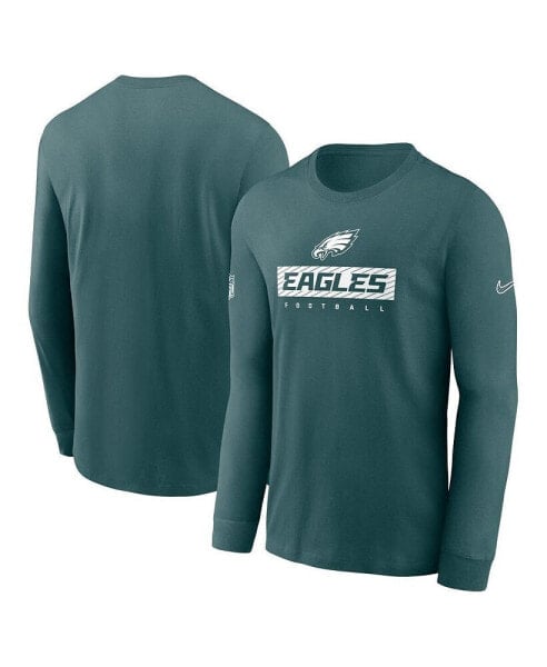 Men's Midnight Green Philadelphia Eagles Sideline Performance Long Sleeve T-Shirt