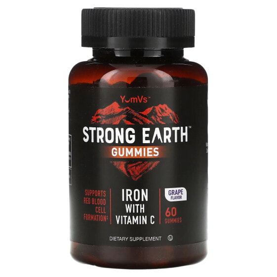 Strong Earth Gummies, Iron with Vitamin C, Grape, 60 Gummies