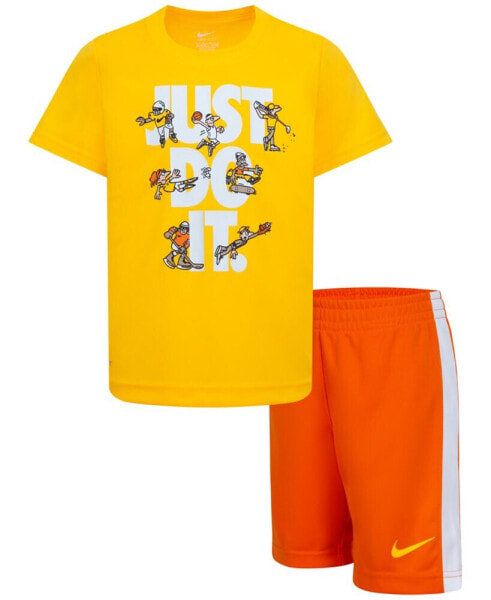 Little Boys Just Do It Graphic Dri-FIT T-Shirt & Tricot Shorts, 2 Piece Set