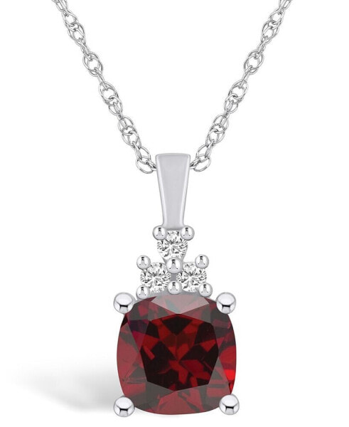 Garnet (2-3/4 Ct. T.W.) and Diamond (1/10 Ct. T.W.) Pendant Necklace in 14K White Gold