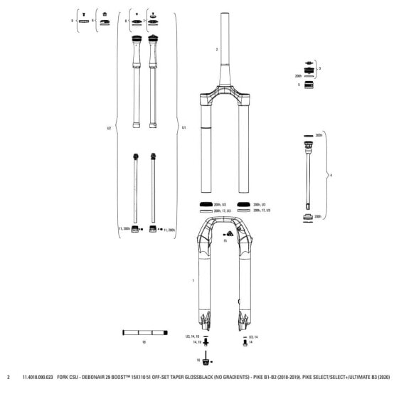 ROCKSHOX Crown/Steerer/Uppertube Debonair 51 Offset For Pike B1-B2/Select/Select Plus/Ultimate B3 Fork