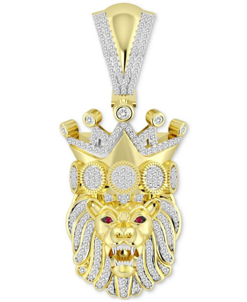 Macy's men's Diamond (1/2 ct. t.w.) & Ruby Accent Lion King Pendant in 14k Gold-Plated Sterling Silver