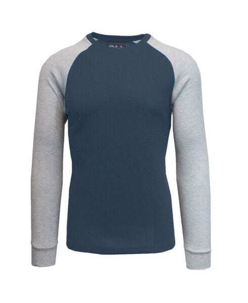 Men's Long Sleeve Thermal Shirt with Contrast Raglan Trim on Sleeves