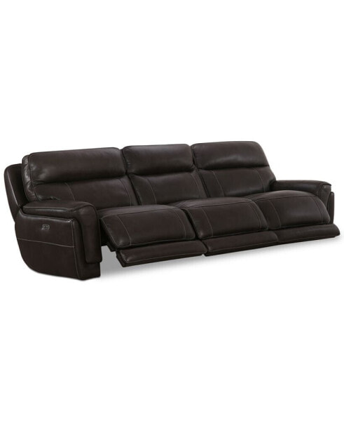 CLOSEOUT! Summerbridge 3-Pc. Leather Sectional Sofa with 3 Power Reclining Chairs, Power Headrests and USB Power Outlet