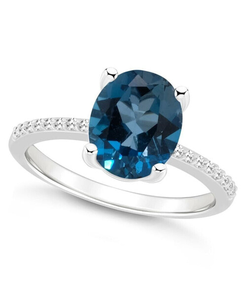 Women's London Blue Topaz (3-3/5 ct.t.w.) and Diamond (1/10 ct.t.w.) Ring in Sterling Silver