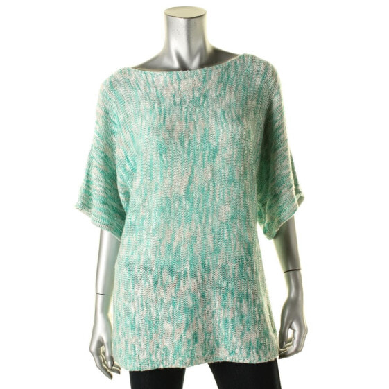 NY Collection Women's Cold Shoulder Sweater Boat Neck Green M