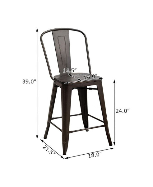 Мебель для кухни costway Набор из 4 металлических деревянных стульев для кухни и бара