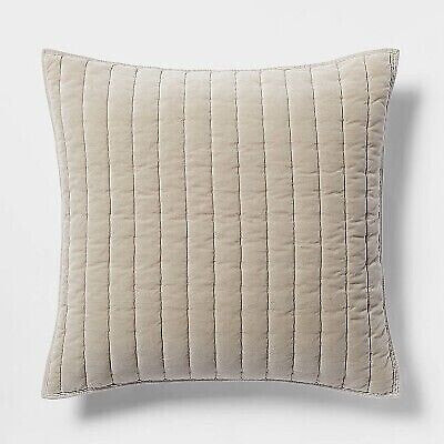 Euro Channel Stitch Velvet Quilt Sham Natural - Threshold