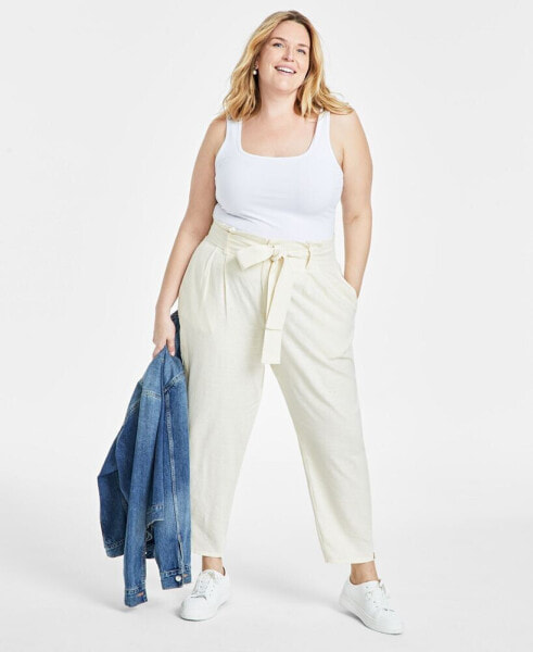 Women's Belted Paperbag Pants, Created for Macy's