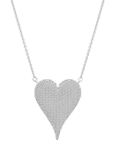 Diamond Pavé Heart Pendant Necklace (1/2 ct. t.w.) in 14k White Gold, 16" + 2" extender