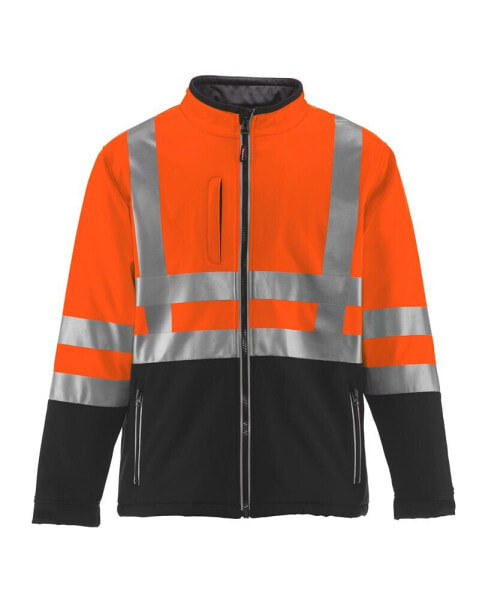 Men's High Visibility Insulated Softshell Jacket with Reflective Tape