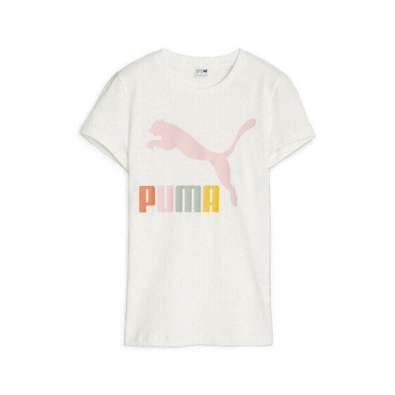 Puma Classics Logo Crew Neck Short Sleeve T-Shirt Womens White Casual Tops 62284