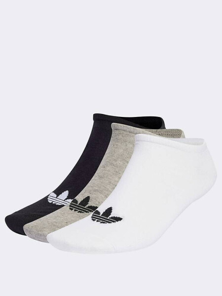 adidas Originals Trefoil Liner Socks 6 Pairs in White, black & grey